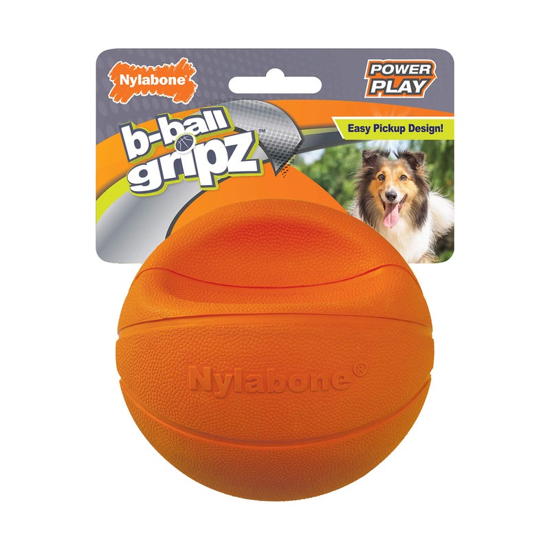 Nylabone Power Play Gripz Felt Basketball Rubber Fetch Toy Squeaky Ball for Dogs Medium 1 Count - Image 2