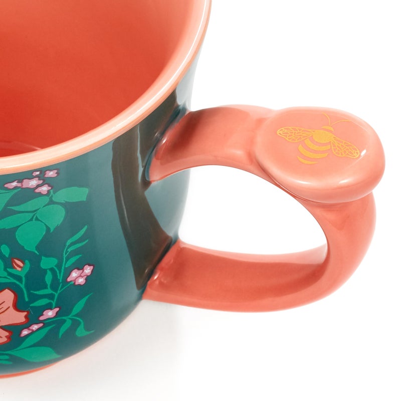 Hallmark Bridgerton Floral Tea Cup, 15 oz. (Do It, Be Bold, Teal Green with Coral Flowers) Birthday or Christmas Gift for Mom, Sister, Friend - Image 3