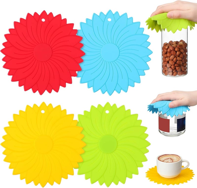 Maxdot 4 Pcs Large Rubber Jar Opener Pad Jar Opener 6.10 Inch Multi Function Non Slip Jar Opener Resistant Coasters for Weak Arthritis Hands Seniors Easy Opening(Bright Colors) - Image 3