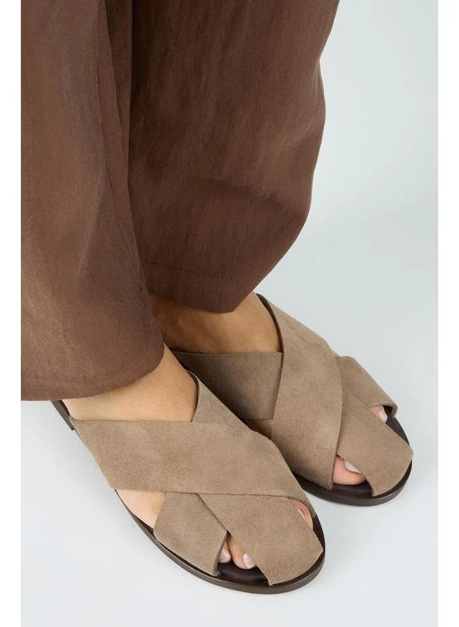 Manijero  Olenka Women's Genuine Leather Patch Sabot Beige Slipper. for Women | Best Price UAE