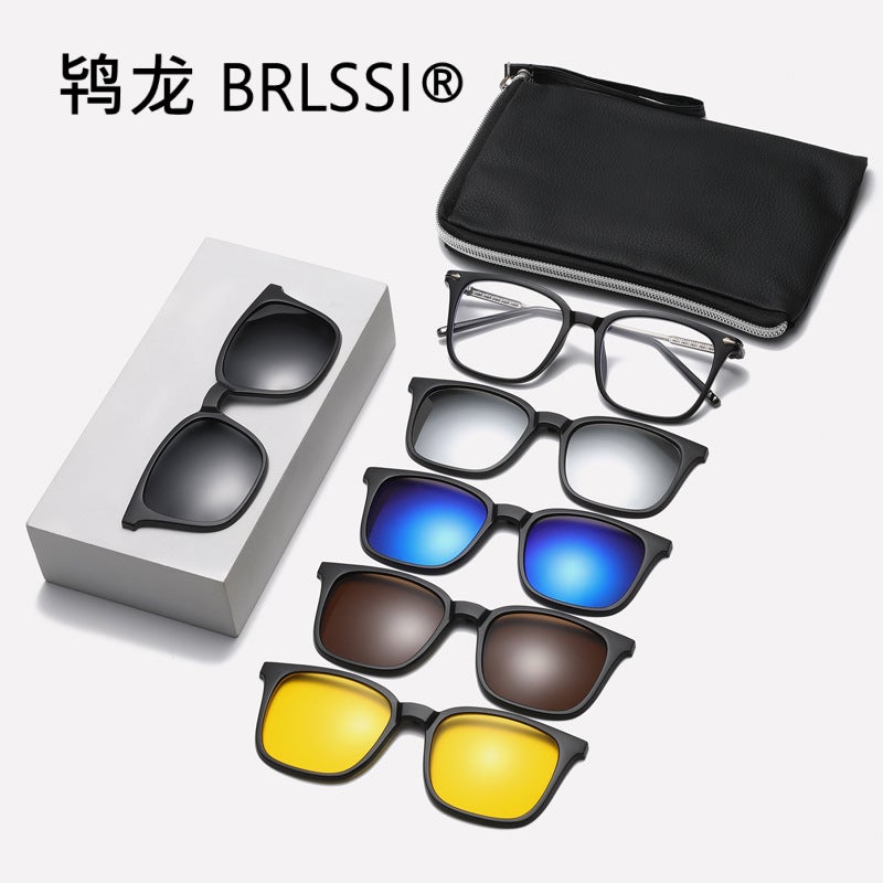 2378 New Magnetic Suction Glasses Polarized Sunglasses Eyebrows Metal Box Outdoor Multi-Functional Driving Sunglasses Change Piece - Image 2