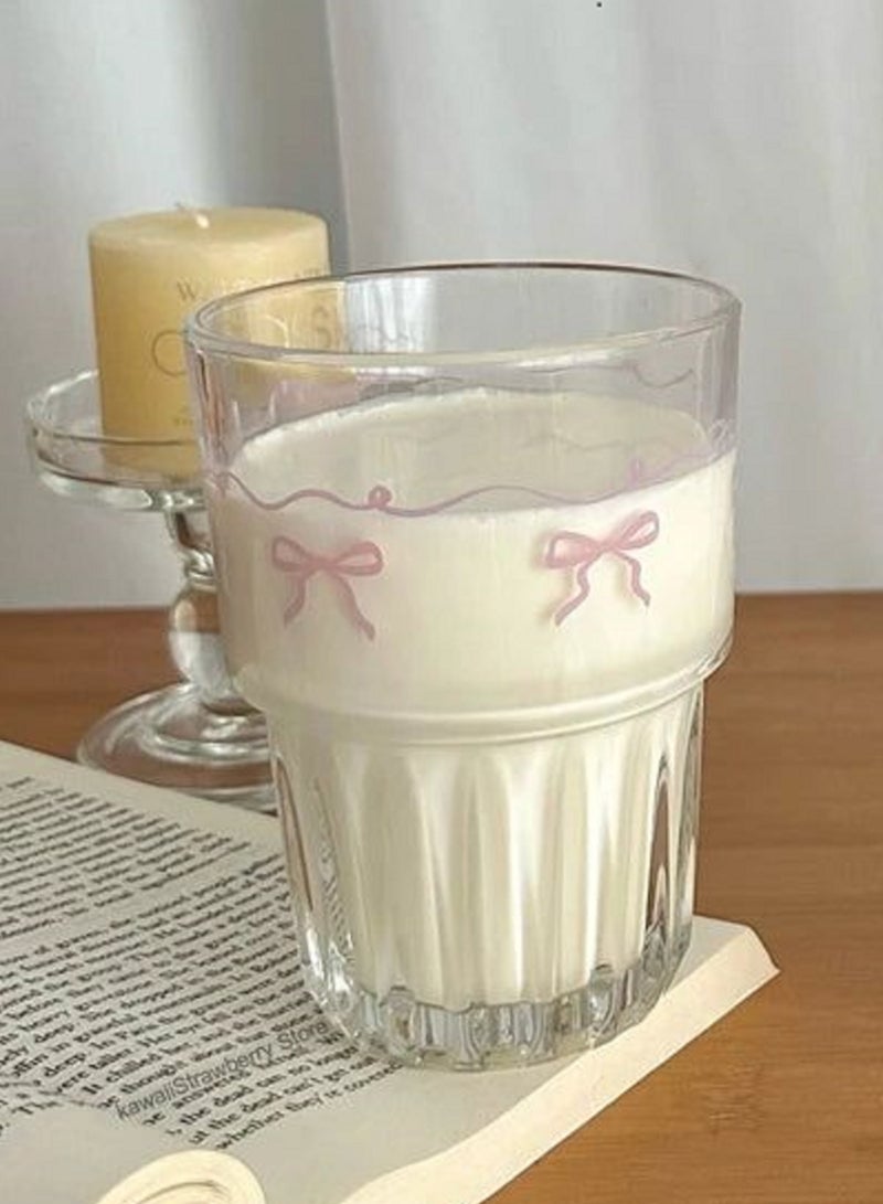 Coffee, matcha, and juice mug, 380ml, bow pattern - Image 1
