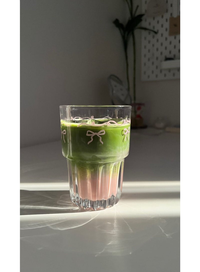 Coffee, matcha, and juice mug, 380ml, bow pattern - Image 5