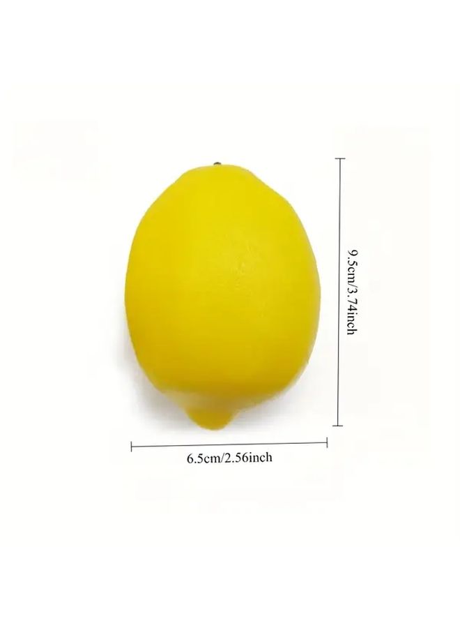 ليمون صناعي واقعي بقشرة صفراء وأوراق خضراء، ديكور مطبخ وحفلات متين من البلاستيك، هدية احتفالية - Image 3