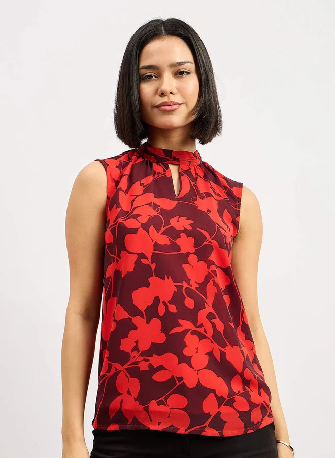 Salt Attire SALT ATTIRE Floral Print Halter Neck Georgette Top