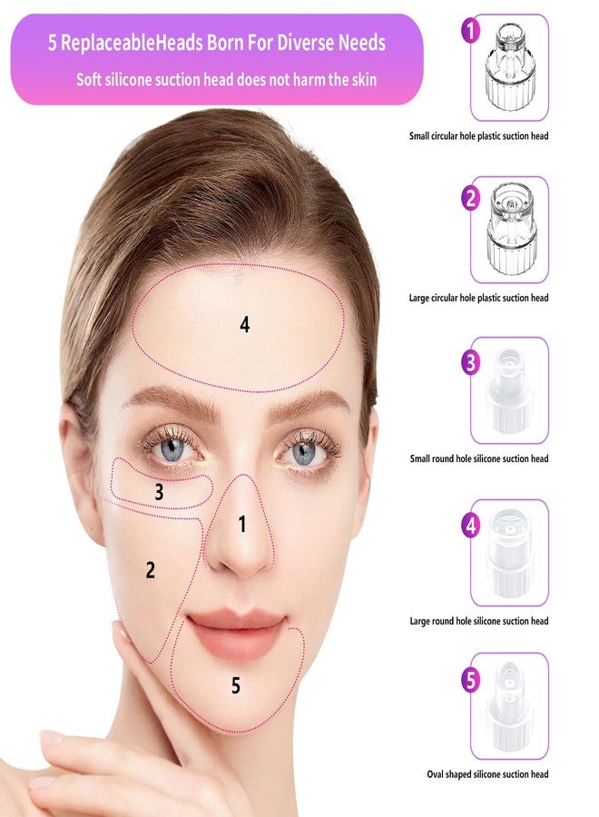 HOERCAAL Blackhead Remover Vacuum with Microbubble Cleaning, Facial Pore Extractor & Pro Cleanser Tool, 3 Suction Levels, 5 Replaceable Heads for Deep Cleansing & Skin Care - Image 3