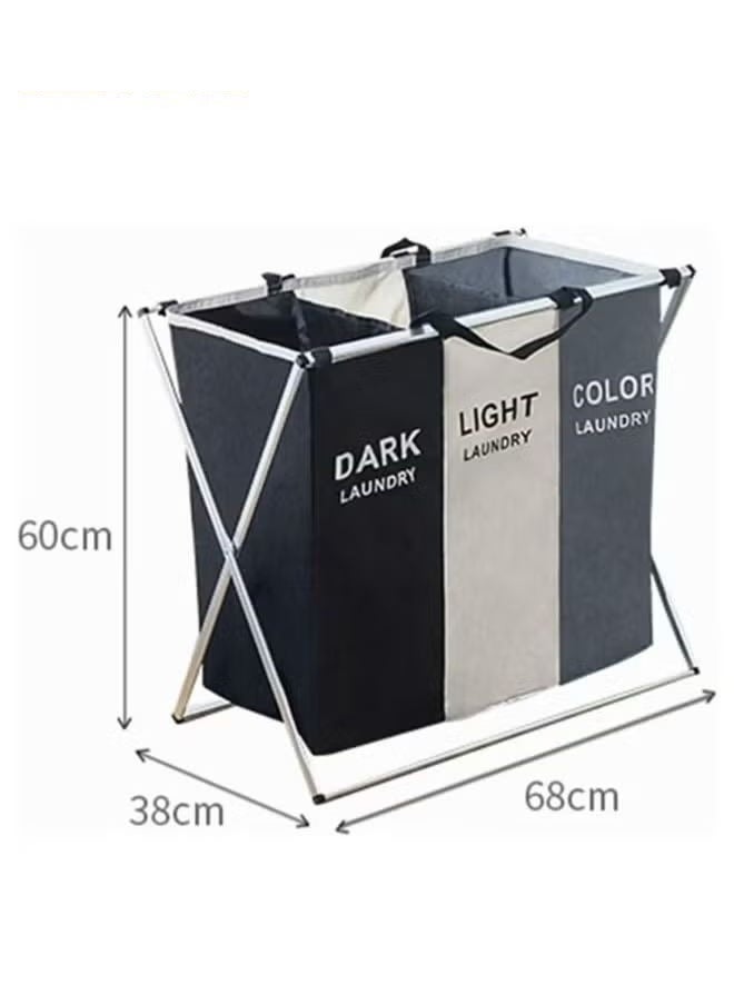 Generic - 3-column foldable laundry basket, washing and storing dirty clothes bags, sorting and storage, easy to store - Image 1