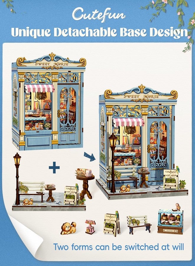 Cutefun Book Nook Kit - DIY Miniature House Kit for Adults and Teens, 3D Wooden Puzzle Mini House Building Kit with LED, Dollhouse Kit Bookshelf Insert Decor Creative Gifts (Sweet Marie) - Image 5