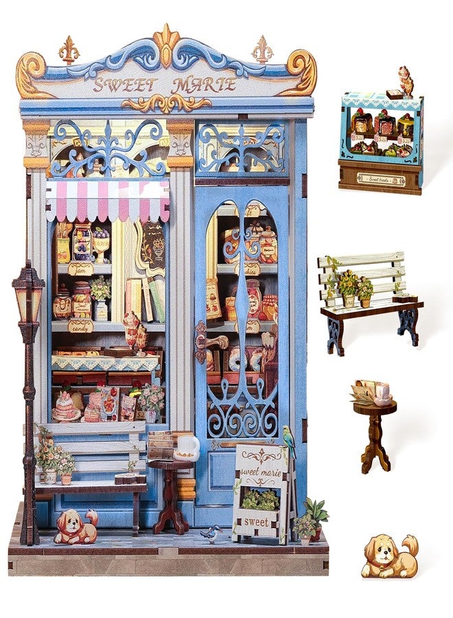 Cutefun Book Nook Kit - DIY Miniature House Kit for Adults and Teens, 3D Wooden Puzzle Mini House Building Kit with LED, Dollhouse Kit Bookshelf Insert Decor Creative Gifts (Sweet Marie) - Image 1