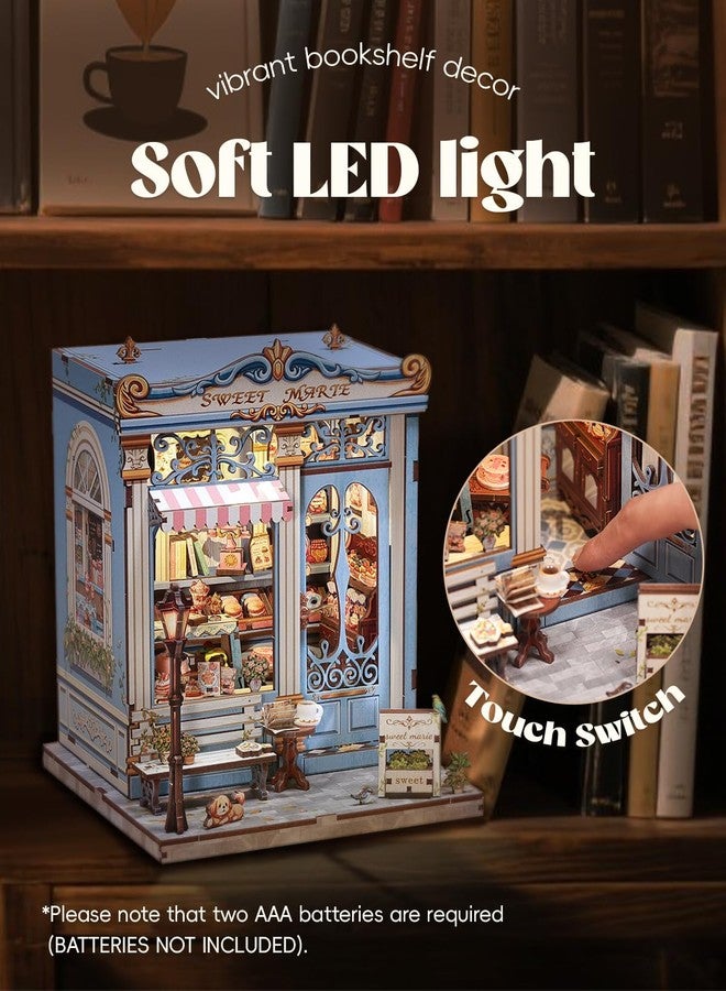 Cutefun Book Nook Kit - DIY Miniature House Kit for Adults and Teens, 3D Wooden Puzzle Mini House Building Kit with LED, Dollhouse Kit Bookshelf Insert Decor Creative Gifts (Sweet Marie) - Image 3