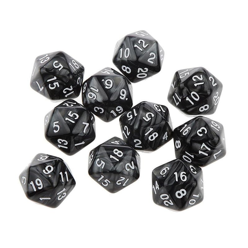 Yiotfandoll 10PCS Polyhedral Dice D20 20mm Acrylic 20 Sided Dice for RPG MTG DND Table Games Black - Image 3