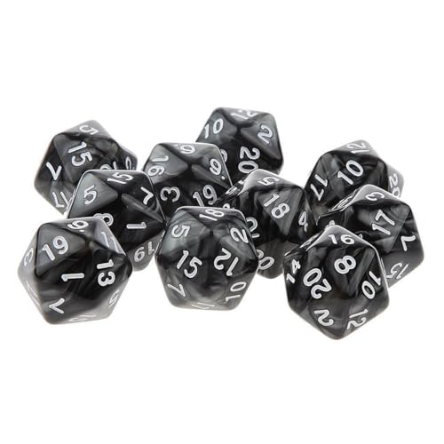 Yiotfandoll 10PCS Polyhedral Dice D20 20mm Acrylic 20 Sided Dice for RPG MTG DND Table Games Black - Image 5