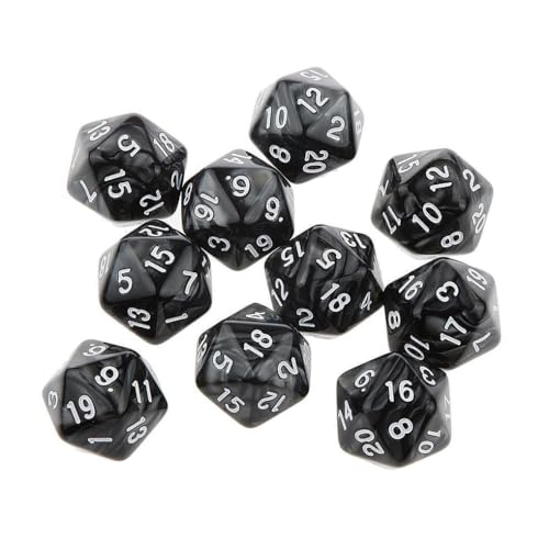 Yiotfandoll 10PCS Polyhedral Dice D20 20mm Acrylic 20 Sided Dice for RPG MTG DND Table Games Black - Image 1
