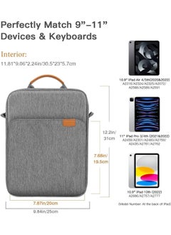 Joyelink 9-11 Inch Tablet Sleeve Bag Handle Carrying Case with Shoulder Strap Fits iPad Pro 11 inch,iPad 10th 10.9,iPad 9/8/7th 10.2,iPad Air 5/4th 10.9,iPad 9.7,Tab S8/S9 11", Black & Gray (Light Grey)  - Image 3
