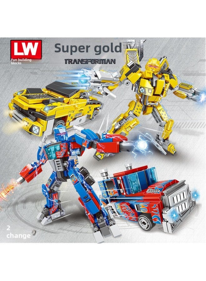 Compatible With Le Gao Le Play LW705 Deformation Machine King Kong Big Optimus Hornet Column Building Blocks Small Particle Educational Toys-Color:7069 Wasp Mech 【927 Particles】】 - Image 3