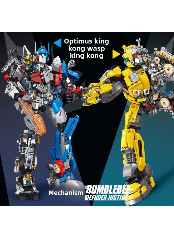 Compatible With Le Gao Le Play LW705 Deformation Machine King Kong Big Optimus Hornet Column Building Blocks Small Particle Educational Toys-Color:7069 Wasp Mech 【927 Particles】】 - Image 2