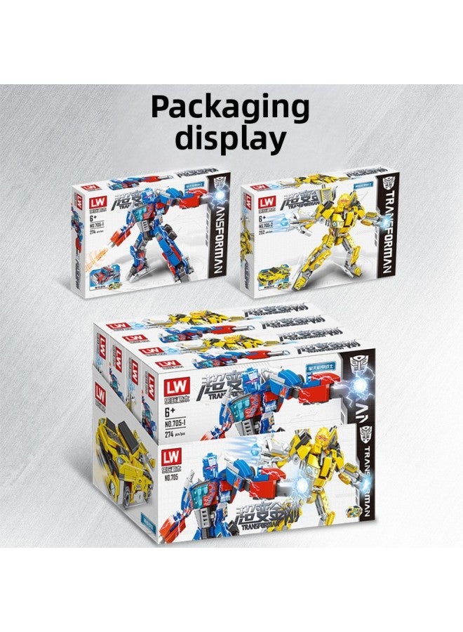 Compatible With Le Gao Le Play LW705 Deformation Machine King Kong Big Optimus Hornet Column Building Blocks Small Particle Educational Toys-Color:7069 Wasp Mech 【927 Particles】】 - Image 5
