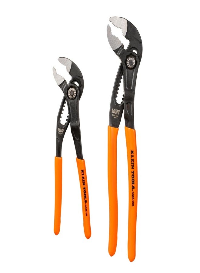 Klein Tools D5052BKIT 2-Piece Adjustable Pliers, Quick-Adjust Klaw Pump Pliers Set, 7-Inch and 10-Inch, Compact Design with V-Jaw and Hardened Teeth for Maximum Torque - Image 1