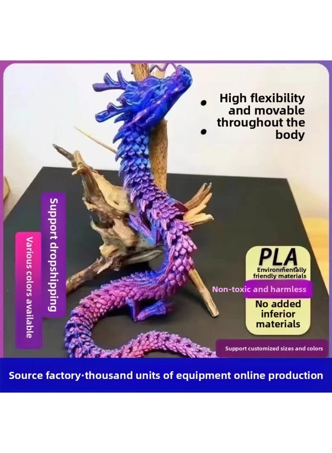 Print Joint Hot-selling Ornaments Activities Internet Red Explosions Chinese Dragon Creative Hand-made Dragon Handicraft Gift-Color:45cm Silk Red Gold Chinese Dragon - Image 2
