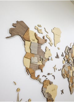 Enjoy The Wood Enjoy The Wood - 3D Wooden World Map Wall Art - Elegant Arabic Script for Home, Bedroom or Office Decor - Perfect Housewarming Gift, Handmade Wall Art  - Image 2
