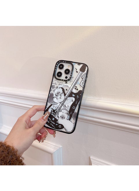 Magnetic Ai Le Animal City For Apple For Iphone15ProMax Phone Case 13/12 Drop-resistant 14pro Hard Cover-Color:Aile Animal City (Rock Cat) [magnetic Suction] Side Word Black Frame Hard Shell-Applicable Model:For Iphone11ProMax