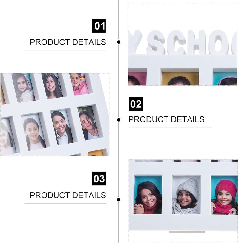 PATKAW School Years Picture Frame with Clips Hanging and Tabletop Display Plastic Photo Frame for Growth Records and Childhood Memories Home Décor - Image 3
