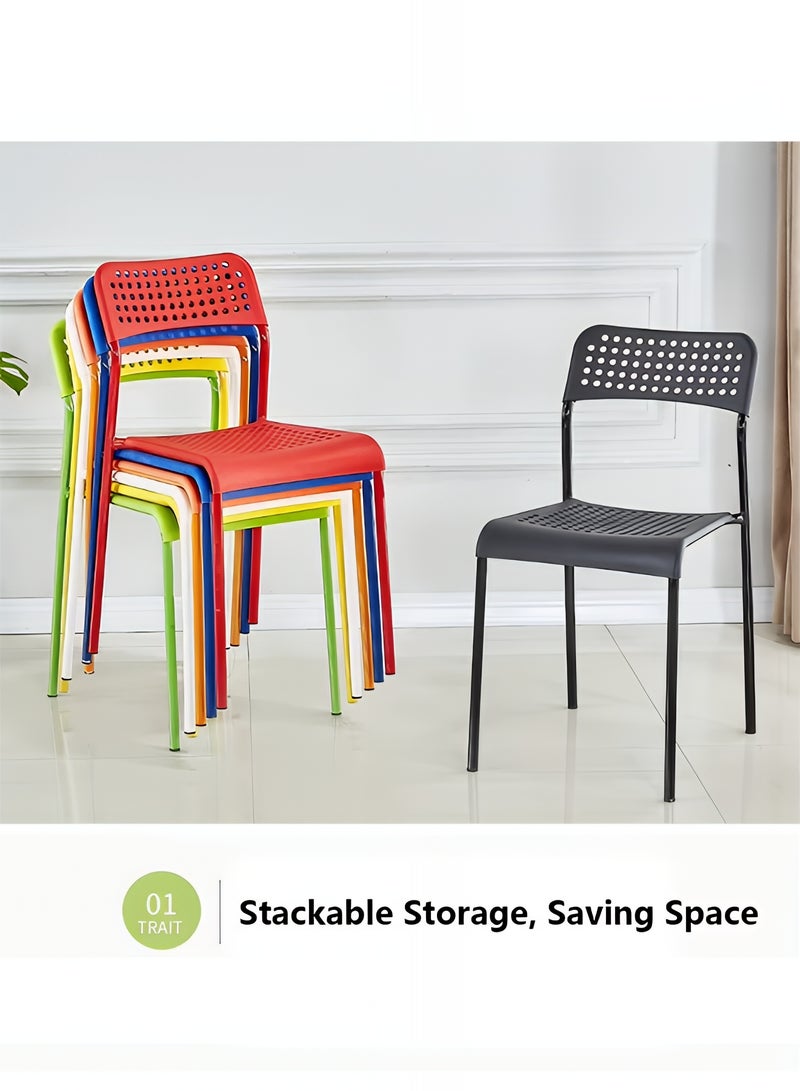 تايمي كرسي طعام بمقعد من البلاستيك وأرجل معدنية، قابل للتكديس وسهل التخزين، كرسي متعدد الاستخدامات لغرفة المعيشة والمطبخ وغرفة النوم و الحديقة والفناء والشرفة - أسود - Image 5