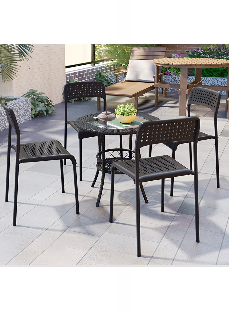 تايمي كرسي طعام بمقعد من البلاستيك وأرجل معدنية، قابل للتكديس وسهل التخزين، كرسي متعدد الاستخدامات لغرفة المعيشة والمطبخ وغرفة النوم و الحديقة والفناء والشرفة - أسود - Image 3