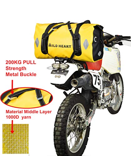 WILD HEART Waterproof Bag 55L 66L 77L Motorcycle Dry Duffel Bag for Travel,Motorcycling, Cycling,Hiking,Camping (66L, Yellow) - Image 2