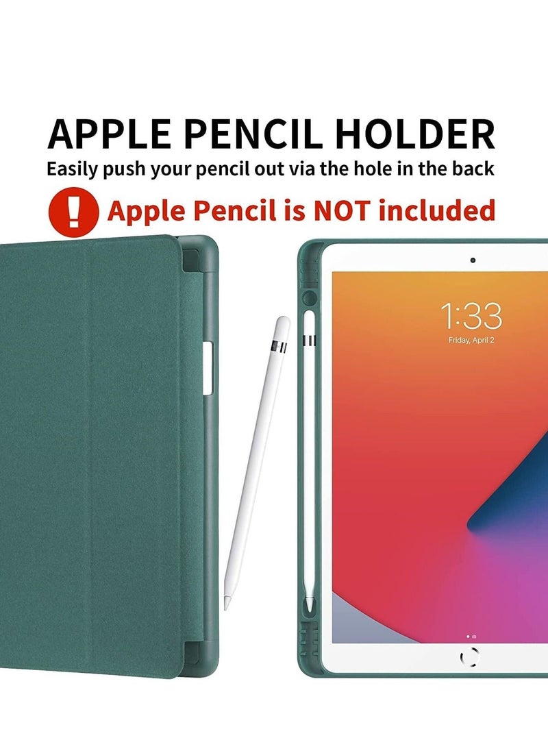iPad 9th/8th/7th Generation case (2021/2020/2019) iPad 10.2-Inch Case with Pencil Holder [Sleep/Wake] Slim Soft TPU Back Smart Magnetic Stand Protective Cover Cases (Dark Green) - Image 2
