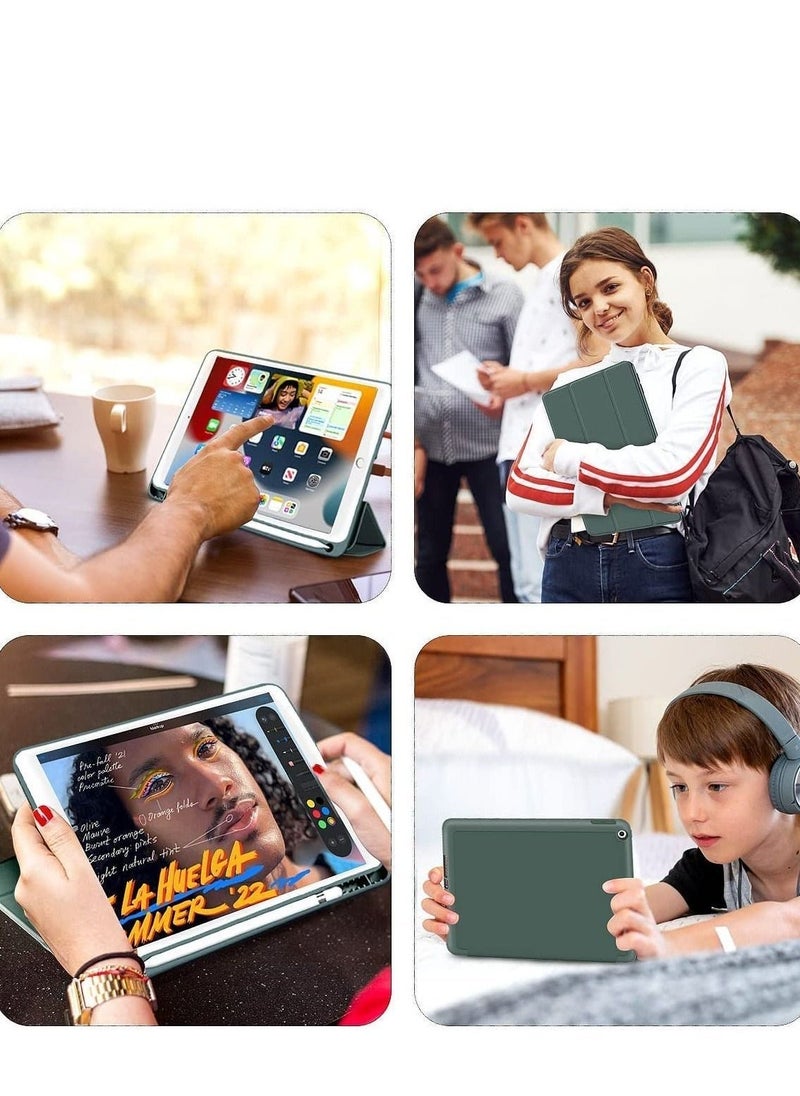 iPad 9th/8th/7th Generation case (2021/2020/2019) iPad 10.2-Inch Case with Pencil Holder [Sleep/Wake] Slim Soft TPU Back Smart Magnetic Stand Protective Cover Cases (Dark Green) - Image 5