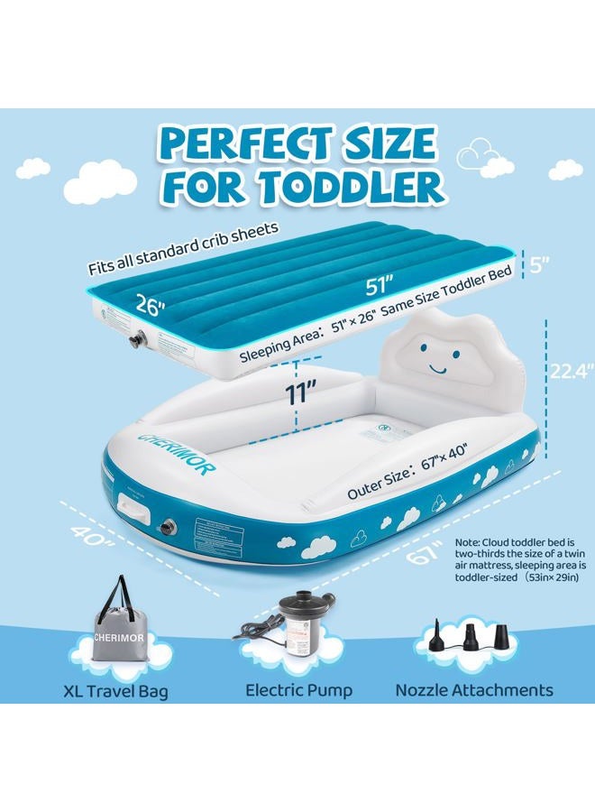 CHERIMOR Toddler Air Mattress with Electric Pump, Toddler Travel Inflatable Bed with Safety Sides, Portable Mattress for Travel, Camping, Sleepovers for - Image 2