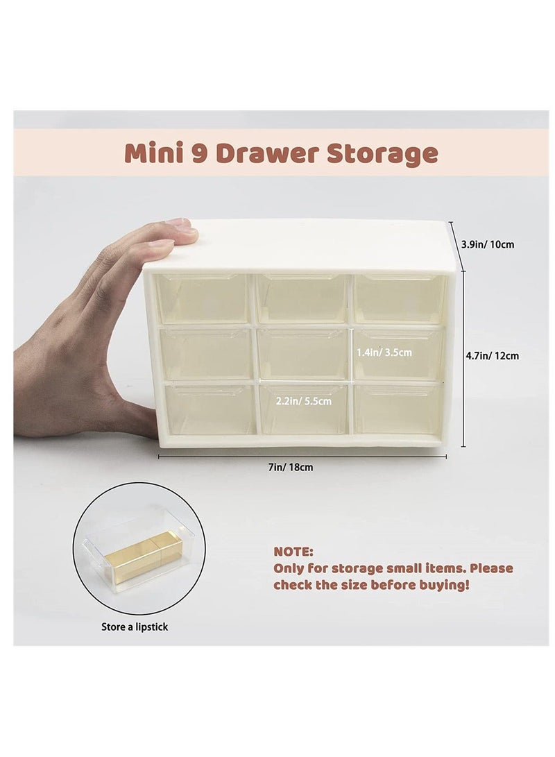 Generic Mini Plastic Drawer Organiser, 9 Drawer Small Desktop Storage Drawers Box, Art Craft Organisers and Storage Used In Desk, for Cosmetic Makeup Office Supplies Crafts Jewelry - White  - Image 2