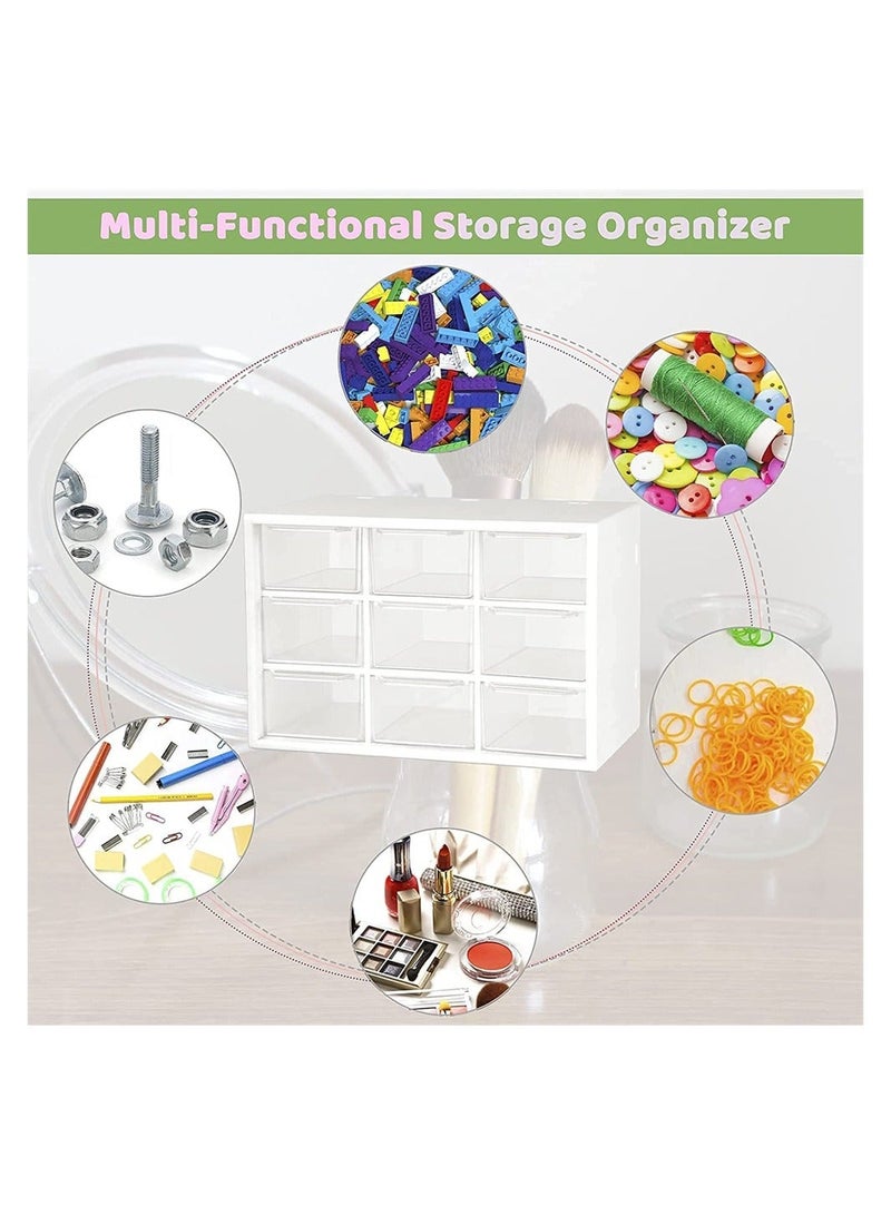 Generic Mini Plastic Drawer Organiser, 9 Drawer Small Desktop Storage Drawers Box, Art Craft Organisers and Storage Used In Desk, for Cosmetic Makeup Office Supplies Crafts Jewelry - White  - Image 3
