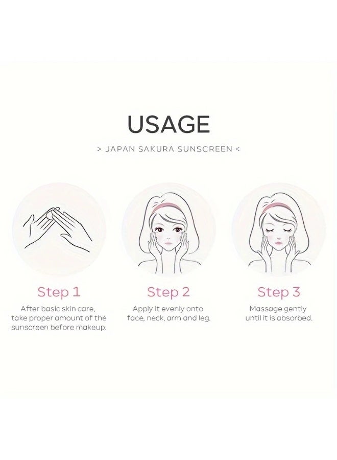 لايكو كريم ساكورا الواقي من الشمس، ٣ قطع * ٣٠ غرام | عامل حماية من الشمس ٥٠/PA+++ | مقاوم للضوء الأزرق والغبار | للوجه والجسم | للجنسين | مناسب للسفر | هدية مثالية لعيد الحب وأعياد الميلاد - Image 2