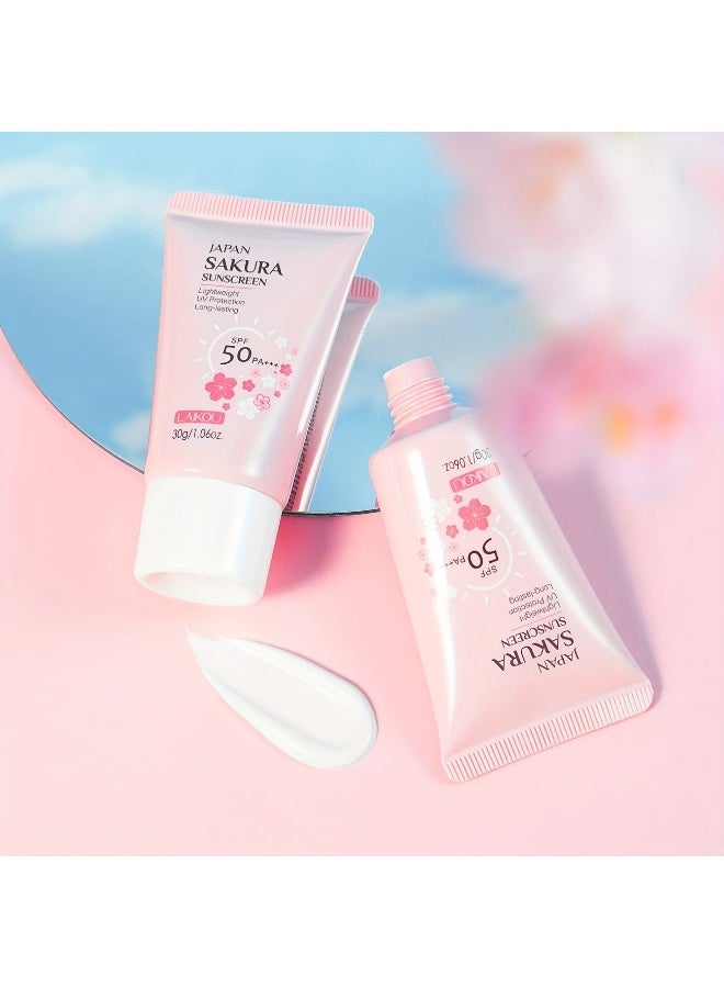 لايكو كريم ساكورا الواقي من الشمس، ٣ قطع * ٣٠ غرام | عامل حماية من الشمس ٥٠/PA+++ | مقاوم للضوء الأزرق والغبار | للوجه والجسم | للجنسين | مناسب للسفر | هدية مثالية لعيد الحب وأعياد الميلاد - Image 4