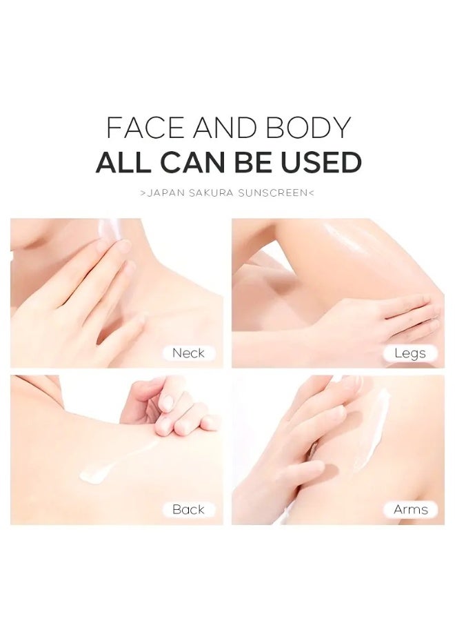 لايكو كريم ساكورا الواقي من الشمس، ٣ قطع * ٣٠ غرام | عامل حماية من الشمس ٥٠/PA+++ | مقاوم للضوء الأزرق والغبار | للوجه والجسم | للجنسين | مناسب للسفر | هدية مثالية لعيد الحب وأعياد الميلاد - Image 3
