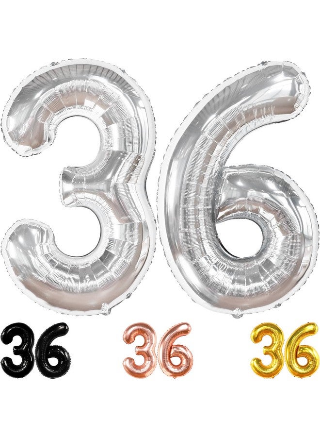 KATCHON , Silver 36 Balloon Number - Huge 40 Inch | Silver Number 36 Balloon For 36 Birthday Decorations For Men | 36 Number Balloons For 36Th Birthday Decorations For Women | Number 36 Silver Balloons - Image 1