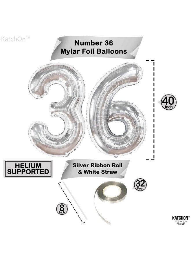 KATCHON , Silver 36 Balloon Number - Huge 40 Inch | Silver Number 36 Balloon For 36 Birthday Decorations For Men | 36 Number Balloons For 36Th Birthday Decorations For Women | Number 36 Silver Balloons - Image 4