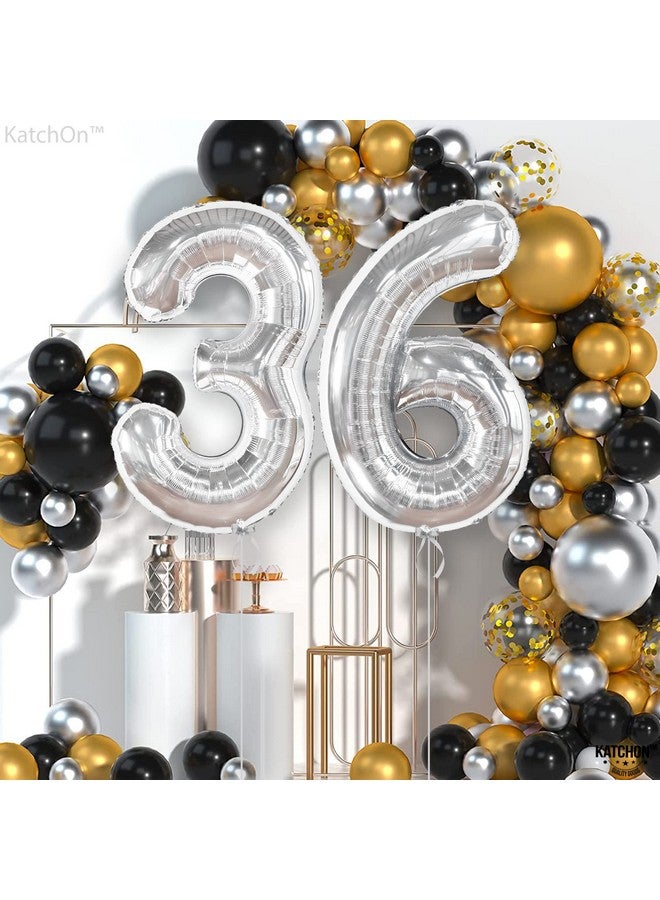 KATCHON , Silver 36 Balloon Number - Huge 40 Inch | Silver Number 36 Balloon For 36 Birthday Decorations For Men | 36 Number Balloons For 36Th Birthday Decorations For Women | Number 36 Silver Balloons - Image 5