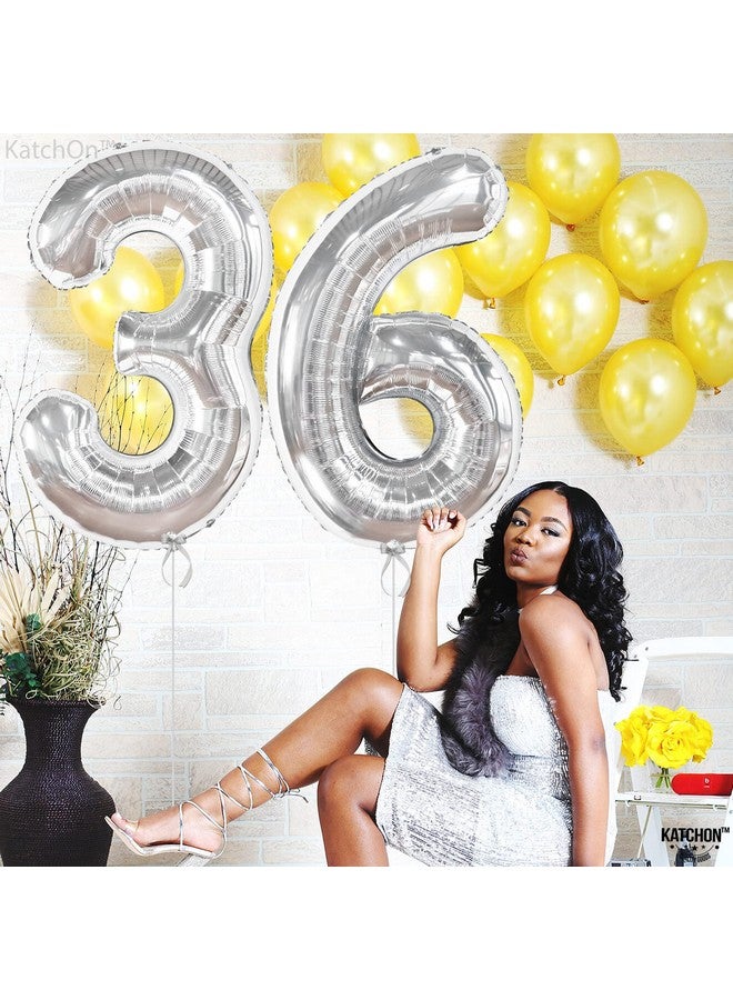 KATCHON , Silver 36 Balloon Number - Huge 40 Inch | Silver Number 36 Balloon For 36 Birthday Decorations For Men | 36 Number Balloons For 36Th Birthday Decorations For Women | Number 36 Silver Balloons - Image 3