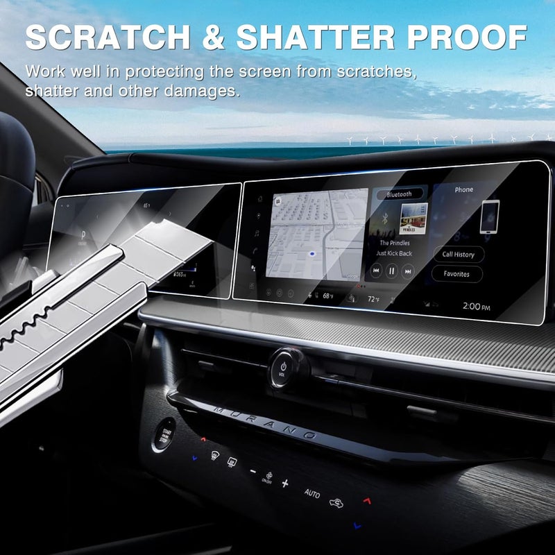 Karltys 【Upgrade 2 Pack Screen Protector for 【No Glare u0026 Fingerprint】 Tempered Glass Nissan Murano 2025 2026 12.3-Inch (SV/SL/Platinum) - Image 4