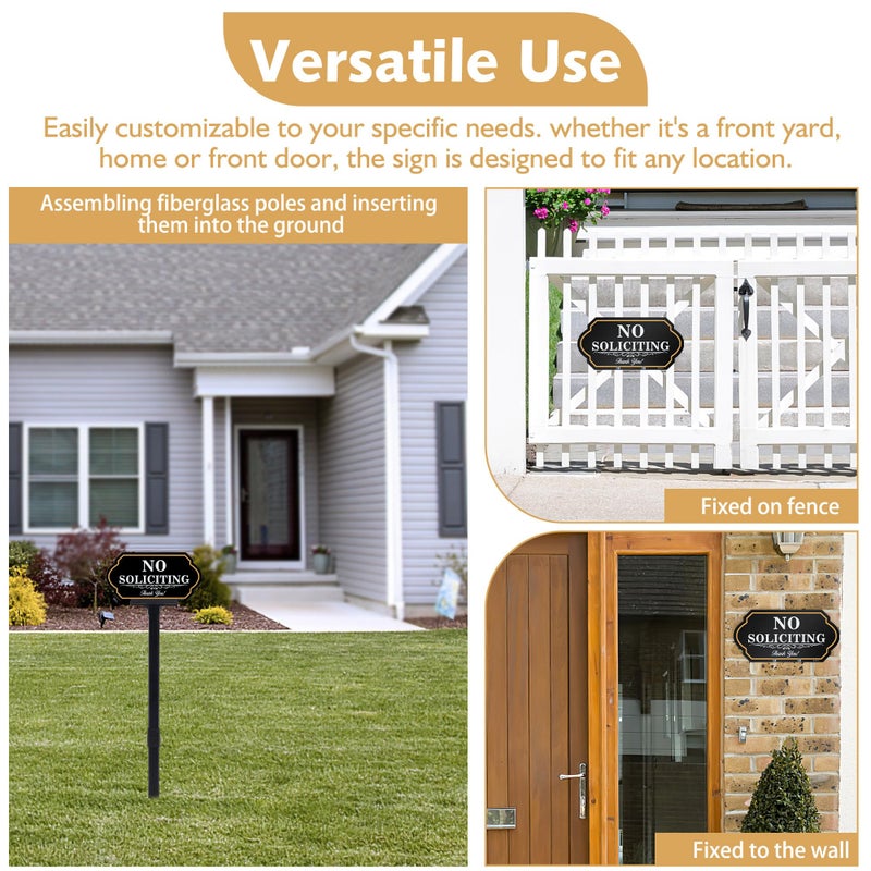 DXSIGN No Soliciting Sign for House with Stake - 40-mil Thick Aluminum - 5x10 Inch/37 Inch High - Adjustable Height - Outdoor Yard Sign for Home and Front Door (A1513) - Image 5