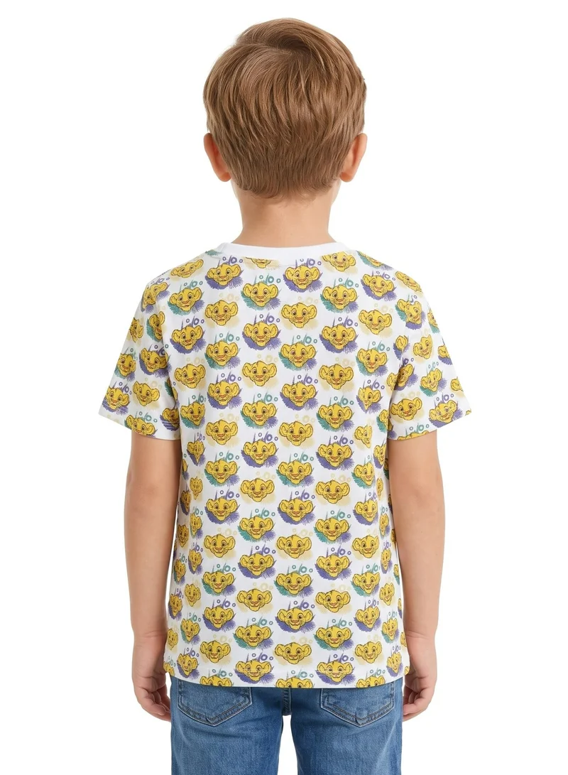 ديزني Disney The Lion King Simba All-Over Print Toddler Boys T-Shirt | Cute Character Graphic Casual Crew Neck Tee