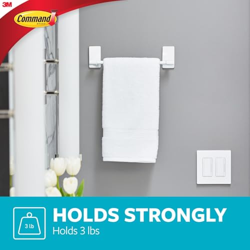 Command Hand Towel Bar Matte Black with Water Resistant Command Strips, Bathroom Décor, 9 in Bar Length Holds up to 3 lbs, Size: 30 cm L x 4.7 cm W x 7.7 cm H / 3.07 in (H) x 11.75 in (L) - Image 3