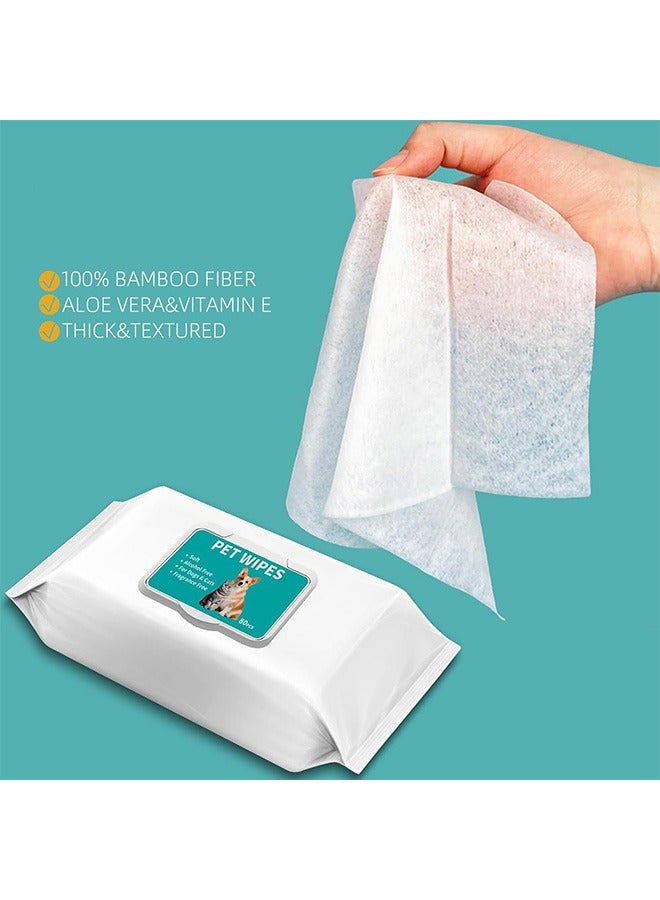 GMORO 2pack Dog Wipes 80pcs, Pet Grooming Wipes for Dogs & Cats, for full body, eye wipes, ear wipes, Paws, & Butt - Image 2