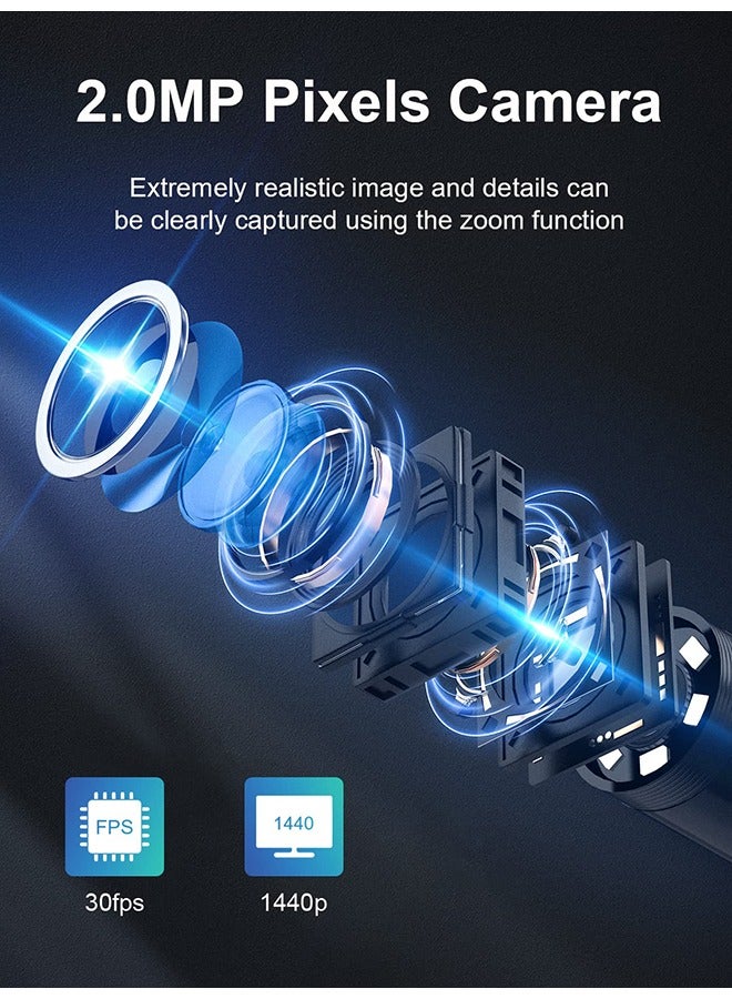 Endoscope Camera with Light, 2.0 Megapixel HD WiFi Endoscope Camera Mobile Phone, Semi-Rigid Cable Inspection Camera with 8 LED Lights, IP67 Waterproof for Android  iOS, Tablet - Image 4