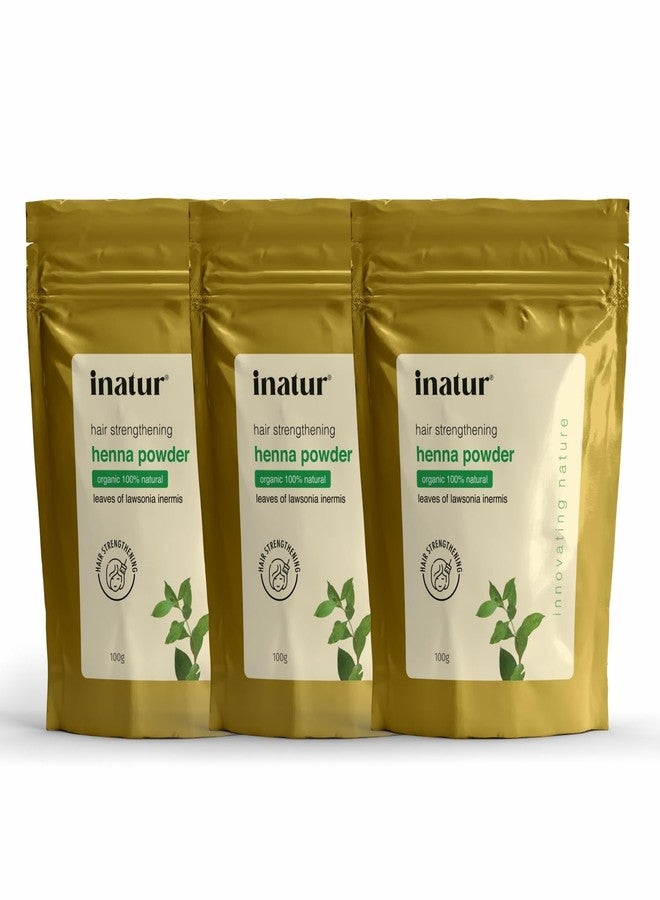 إناتور مسحوق الحناء من إيناتور - صبغة شعر عضوية، لون أيورفيدي، مغذي للشعر، مع الأملا، والشيكاكاي، والبراهمي، والبرينجراج - للرجال والنساء، خالٍ من المواد الكيميائية - 100 غرام (عبوة من 3) - Image 1