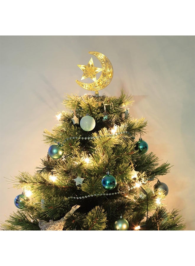 LED Christmas Tree Topper Star and Moon Plastic Ornament Warm White Light Xmas Tree Decoration for Holiday Party Indoor Use Ramadan - Image 2