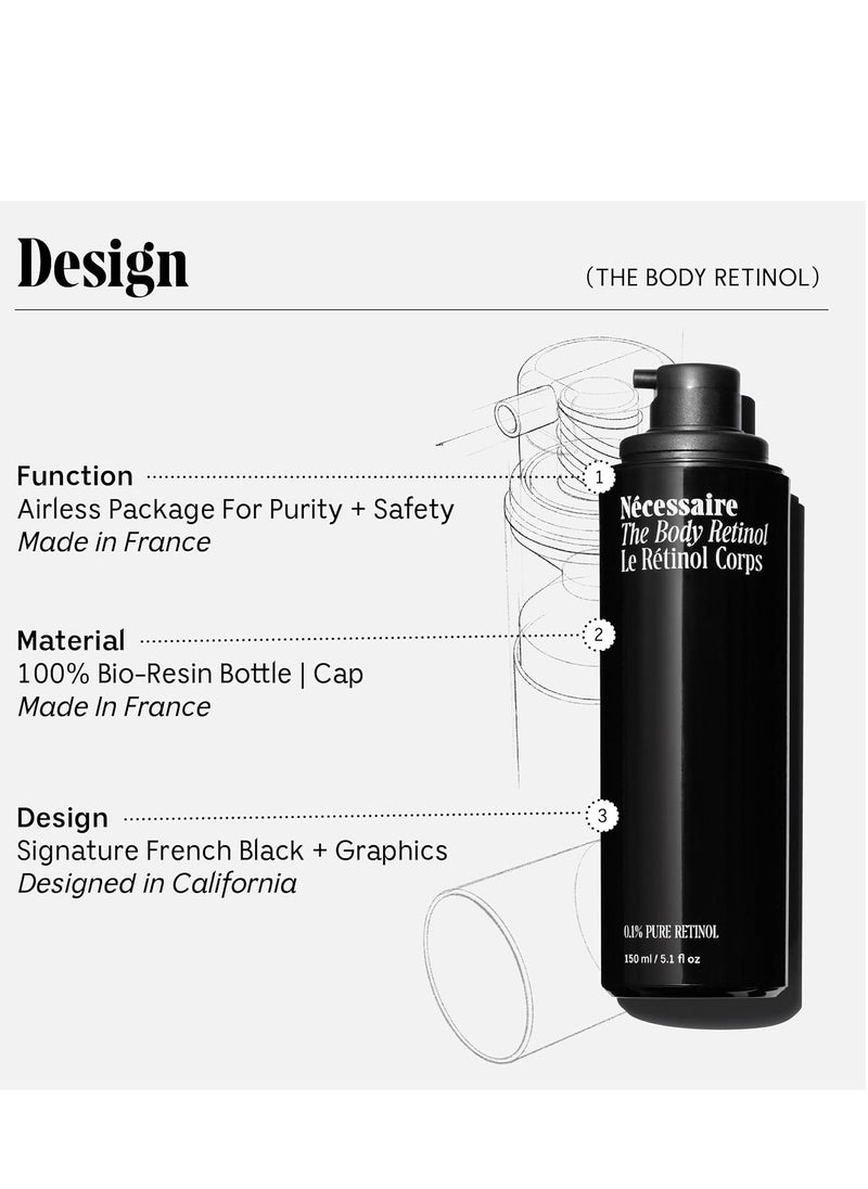 Necessaire Nécessaire - The Body Retinol. Retinol Repair Serum + Retinol Body Lotion In One. Crepey Skin Treatment. Wrinkle + Line Prevention. 0.1% Pure Retinol + 10% AHA. 5.1 oz  - Image 2